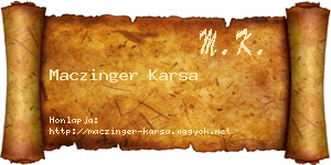 Maczinger Karsa névjegykártya